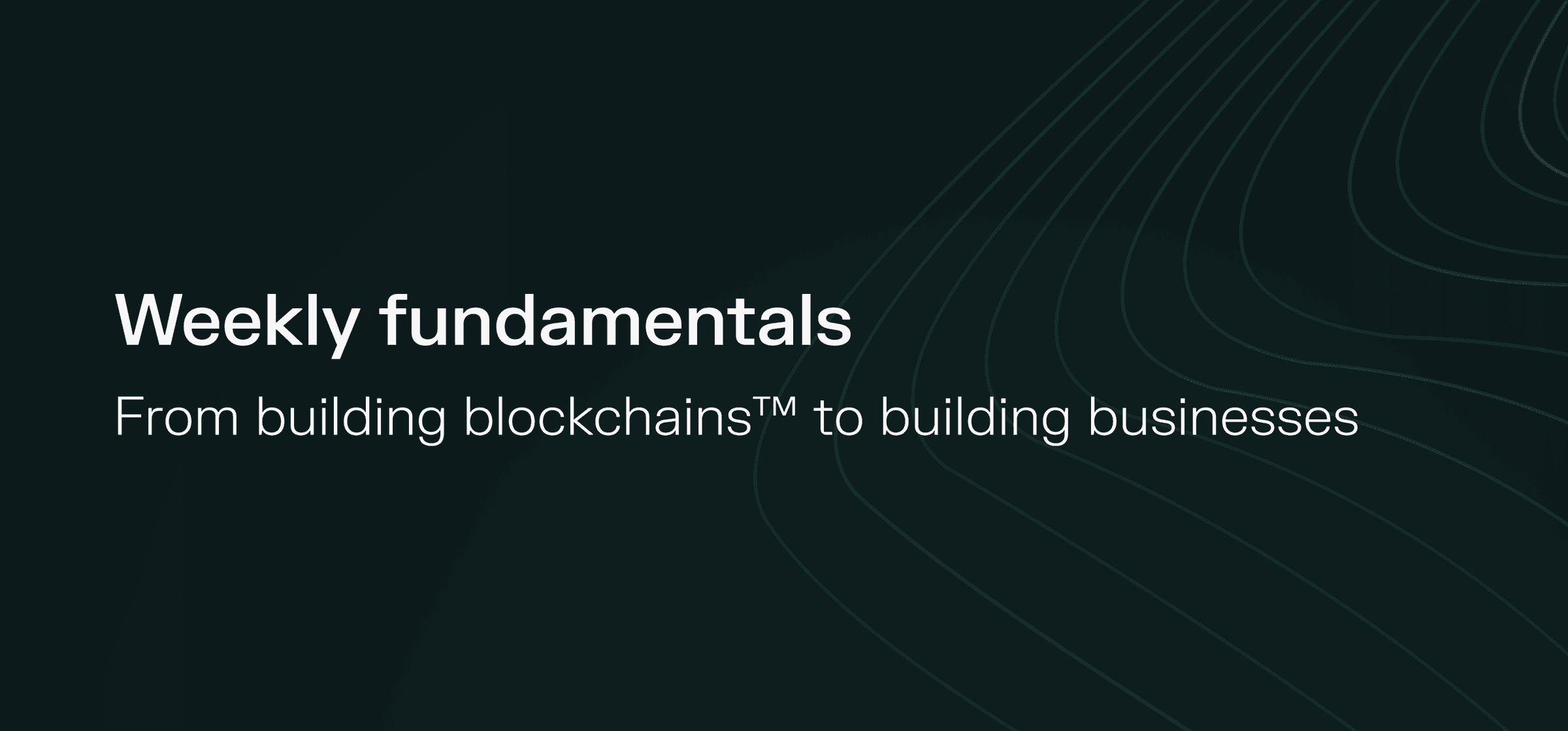 Weekly fundamentals – From building blockchains™ to building businesses