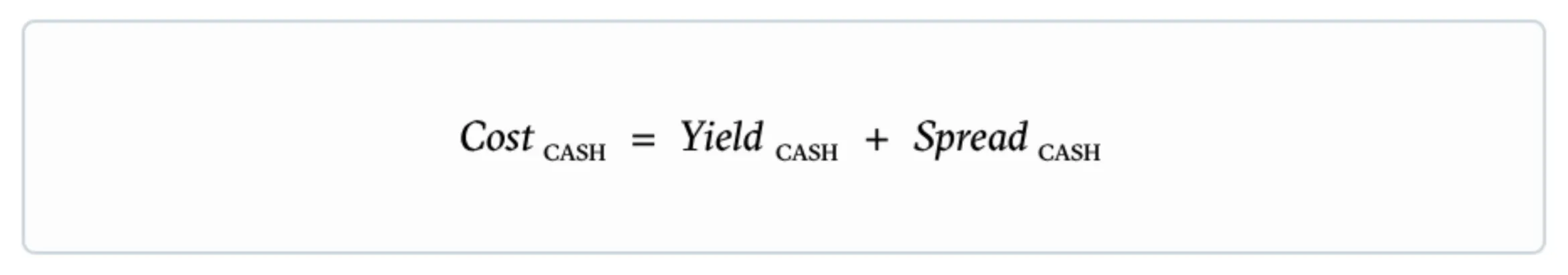 Formula: the cost of CASH equals the yield on CASH plus the spread